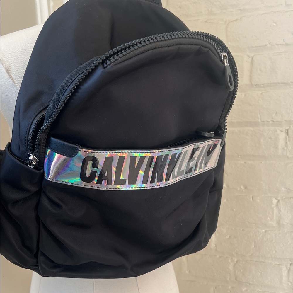 Calvin Klein Black Backpack with Iridescent Logo